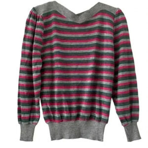 Vintage 80’s 90’s Women’s Striped Lite Sweater Preppy Prep Twee Casual Cute L
